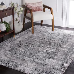 SAFAVIEH, 201 x 201 см, Amelia Collection Area Rug, Grey & Charcoal, Modern Abstract Design, Non-Shedding & Easy Care, Ideal for High Traffic Areas in Living Room, Bedroom (ALA271H)
