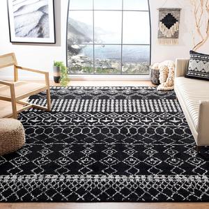 Ковер SAFAVIEH, 183 x 275 см, Tulum Collection, Black & Ivory, марокканский бохо дистресс-дизайн, не линяет и прост в уходе, идеален для помещений с высокой проходимостью в гостиной, спальне (TUL229Z)