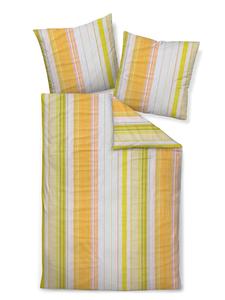 Мягкое постельное белье из сирсакера в полоску - оранжево-зеленого цвета, разноцветное Janine, 135 x 200 + 80 x 80 см