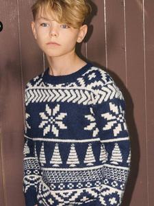 Детский двухцветный праздничный джемпер Fair Isle The Little Tailor, Navy/Cream