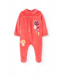 Детский велюровый комбинезон с длинным рукавом Boboli, коралловый