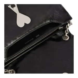 AMIPARIS Цепочная текстурированная сумка через плечо из телячьей кожи, кроссбоди Regular Women's Black