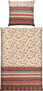 Постельное белье бежево-красное 1x 155x200 см + 1x 80x80 см Erwin Müller