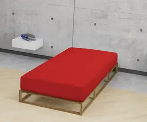 Простыня Biberna на подгонке "Бобер в размере. 90х200, 140х200 или 180х200 см", из хлопка, для матрасов высотой до 22 см, зимние, простыни 90-100х190-200 см, 1 шт., красный