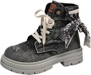 Женские высокие сапоги, ретро британские рабочие ботинки, модные кроссовки, спортивная обувь, минималистичные классические повседневные туфли Generic, Black