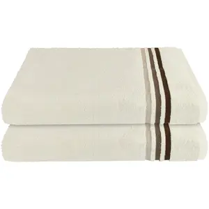 Полотенца для душа Skyline Color из 100% хлопка с элегантной полосатой каймой MADE IN GREEN by OEKO-TEX Schiesser, кремовый
