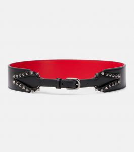 Кожаный ремень Cabata с шипами Christian Louboutin, Blac/Gun Mertal