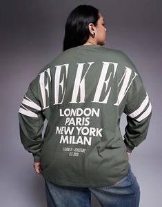 Лонгслив Weekend Collective Curve Icon свободного кроя с длинными рукавами и логотипом на спине цвета хаки