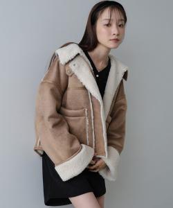 Мутоновый блузон из искусственной замши и боа