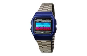 CASIO Мужские часы Retrofit Series с кварцевым механизмом, стальной браслет, черный циферблат