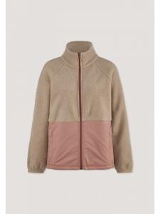 Куртка из шерстяного флиса Hessnatur Relaxed, изготовлена из органической мериносовой шерсти с добавлением органического хлопка, песочного цвета
