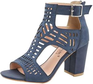 Женские сандалии BORAMAX с массивным каблуком, вырезами, ремешками и открытым носком, на блочном каблуке, с пряжкой, праздничные, нарядные ботильоны-туфли, A-Blue