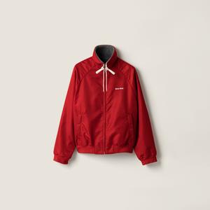 Бомбер из технического газара и флиса MIU MIU, красный