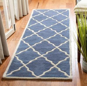 SAFAVIEH Chatham Collection ковер-дорожка 72 x 336 см, ручной работы grey CHT940K премиальная шерсть с узором trellis