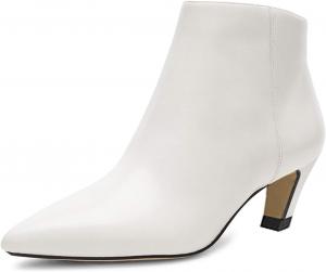 Женские элегантные ботильоны XYD с заостренным носком, низким наклонным каблуком и боковой молнией, стильные туфли для офиса и повседневной носки в холодную погоду, White