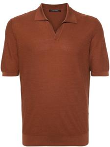 Рубашка-поло Tagliatore Paco с разрезом на шее, коричневый