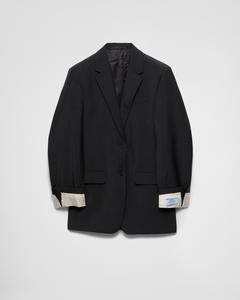 Однобортный пиджак из мохера козленка Prada, черный