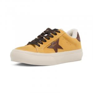 BENZI Тёплые противоскользящие и износостойкие женские скейтерские кеды низкие - жёлтые (с флисовой подкладкой), цвет Yellow (Fleece-Lined)