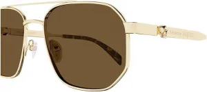 Солнцезащитные очки McQueen AM0458S зеленого цвета Alexander McQueen, 002 - Gold - Brown