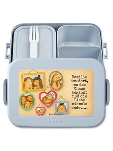 Mr. & Mrs. Panda Дизайн Bentobox «Семейство ежиков» с надписью, пастельно-голубой цвет