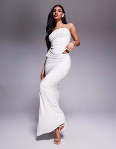 Эксклюзивная двухслойная облегающая юбка Kaiia белого цвета со сборками и завязками по бокам.