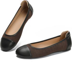 YOOSOOCHIC Балетки для женщин с круглым носком, удобные женские балетки на плоской подошве, слипоны для работы и повседневного ношения, классические черные балетки