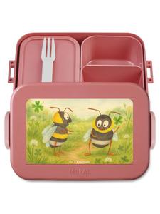 Mr. & Mrs. Panda Коробка для еды с изображением шмеля и клевера, без надписи, пастельно-красного цвета