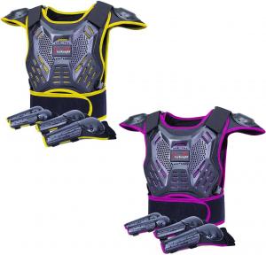 Комплект защитной экипировки для детского внедорожного мотоцикла StarknightMT, желтый и фиолетовый.