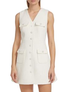 Мини-платье из букле с V-образным вырезом Self-Portrait, кремовый