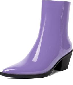 Женские ботильоны WAYDERNS с молнией, с острым носком, модные, лакированные, на среднем блочном каблуке 5,5 см, Lavender