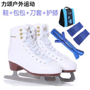 HEAD Коньки HanshuF200 утепленные с плюшевым принтом для детей и взрослых, фигурные, роликовые, хоккейные, F200 + синяя сумка + синий чехол на лезвия + синие наколенники, размер 37