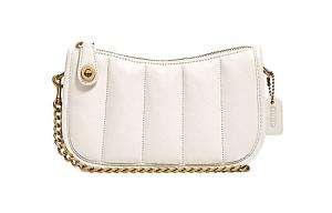 Свингер Сумка Через Плечо из Овчины Маджонг Женская Розовая Белая COACH