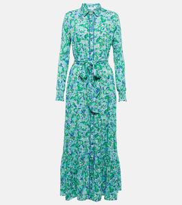 Платье-рубашка Kimi с цветочным принтом Poupette St Barth, Aqua Rose