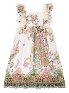 Платье с цветочным принтом ETRO KIDS, белый