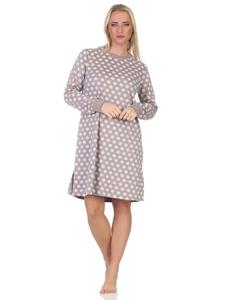 Ночная рубашка NORMANN Langarm Kuschel Interlock Tupfen Optik, серый
