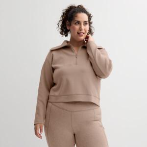 Ультракомфортный свитер больших размеров с полумолнией Tek Gear, цвет kalari khaki