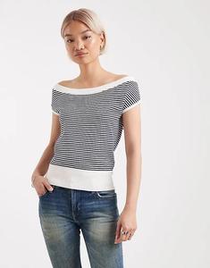 Полосатый трикотажный топ с открытыми плечами Edikted Lottey в разноцветную полоску