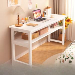 Стол 100 см Naijia компьютерный рабочий письменный для учебы теплый белый с белой рамой двухуровневый