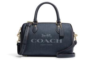 COACH Сумка через плечо из джинсовой ткани с натуральной кожей