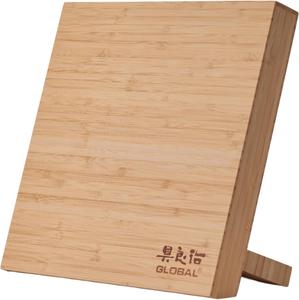 Global Magnetic Knife Easel 28 x 28 см  - японская подставка из твердой древесины, надежно удерживает 5 ножей, компактный органайзер для столешницы, гладкая отделка под бамбук