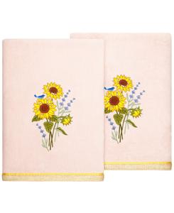 Набор банных полотенец из турецкого хлопка «Гирасол» с вышивкой, 2 предмета Linum Home, цвет blush