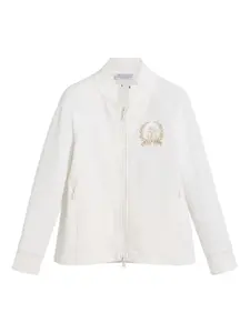 Толстовка на молнии с вышитым логотипом Brunello Cucinelli Kids, белый