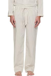 Tekla Пижамные штаны из поплина цвета слоновой кости и коричневого оттенка