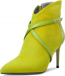Женские ботильоны Castamere с высоким каблуком, заостренным носком, короткие ботинки с перекрестным ремешком, застежкой-молнией и комбинированной отделкой, на каблуке 8 см, для вечернего выхода