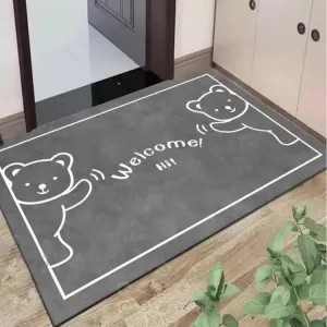 Budis Ковер 80х100 см для прихожей/ванной в новом китайском стиле, водонепроницаемый, нескользящий, с рисунком Little Bear Welcome