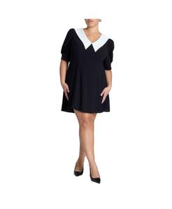 Женское мини-платье с контрастным воротником ELOQUII, Black onyx