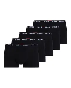 Набор из пяти трусов из эластичного хлопка с поясом с логотипом Hugo, черный