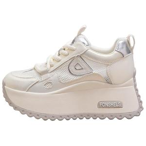 QINGZHUHU Женские дышащие устойчивые к истиранию низкие повседневные туфли с влагоотводящим эффектом - серебристая сетка, увеличение роста на 8 см