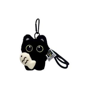 AIQINGCAOZHILIAN(WANJU) Игрушка-подвеска с бантом "Маленький черный кот" 10 см