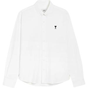 Ami Paris Ami De Coeur логотип вышитая рубашка на пуговицах AMIPARIS, белый